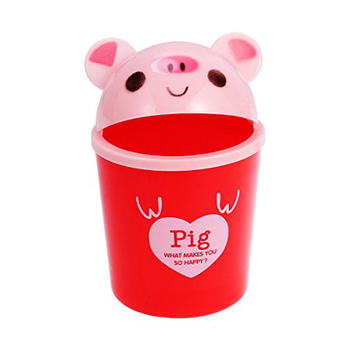 TOYMYTOY Desktop Trash Can Cartoon Animals Wastebasket Rubbish Storage Bin Mini Garbage Organizer Rosy Pig