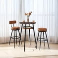 thumbnail image 1 of Round Bar Table with Storage, Ash Brown & Caramel Brown, Synthetic Leather, Mid-Century Modern, Easy Assembly, 1 of 7