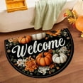 thumbnail image 5 of TanSiDing 2pcs Velvet Thanksgiving Pumpkin Half-round Floor Mat Non-slip Entryway Doormat for Fall Home Decor 60x40cm, 5 of 6