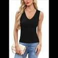 thumbnail image 1 of Camiseta Sin Mangas de Entrenamiento Informal de Verano para Mujer, con Cuello en V, Color Negro, Talla XL, 1 of 10