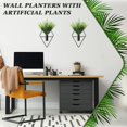 thumbnail image 6 of 2 Pcs Hanging Planters with Artificial Plants Metal Hanging Vase Indoor Plants Holder Modern Geometric Wall Decor for Home Living Room Office(Black,Aquatic Plant), 6 of 6