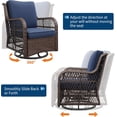 thumbnail image 4 of EastVita PioneerWorks Outdoor Swivel Wicker Glider Patio Chairs with Table Set 3 Pieces Outdoor Bistro Set with 4”Thick Cushions and Coffee Table for Porch Balcony Deck (Blue), 4 of 7