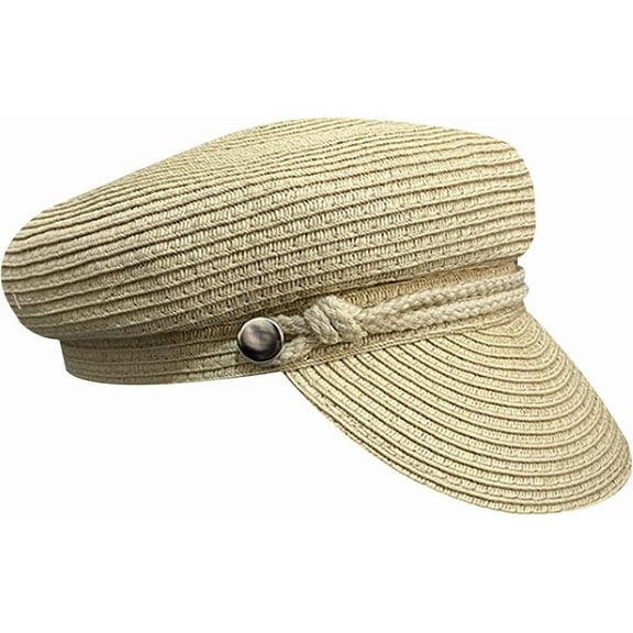 YooGuoGuo Women Summer Wide Brim Straw Woven Sun Hat Visor Flat Top Newsboy Cap Painter Hat
