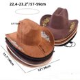 thumbnail image 3 of TEAJOPSUU Womens Western Cowboy Hats Shapeable Big Wide Brim Cowgirl Hat with Embroidery Chin Strap Classic Style Hats Coffee, 3 of 7