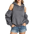 thumbnail image 3 of CAIXIA Cold Shoulder Womens Hoodies Fall Pullover Lined Quality Soft Long Sleeve Sweaters Top Funny Graphic Women's Sweatshirts with Kangaroo Pocket Fall Basic Clothes 2026, 3 of 9