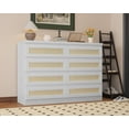 thumbnail image 6 of EastVita 47 Inch Rattan Dresser, 8 Drawer Dresser, White Wood Chest of Drawers, Wide Double Dresser, Large Tv Stand Dresser, Entryway Table for Bedroom, Living Room, Entryway, 6 of 8