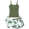 thumbnail image 3 of XIYON Kids Girls 2 Piece Swimsuit Sleeveless Suspenders Tankini Top And Bottoms Shorts Comfortable Fashion Swimwear For Swimming Beach Pool,Army Green,11-12 Years, 3 of 3