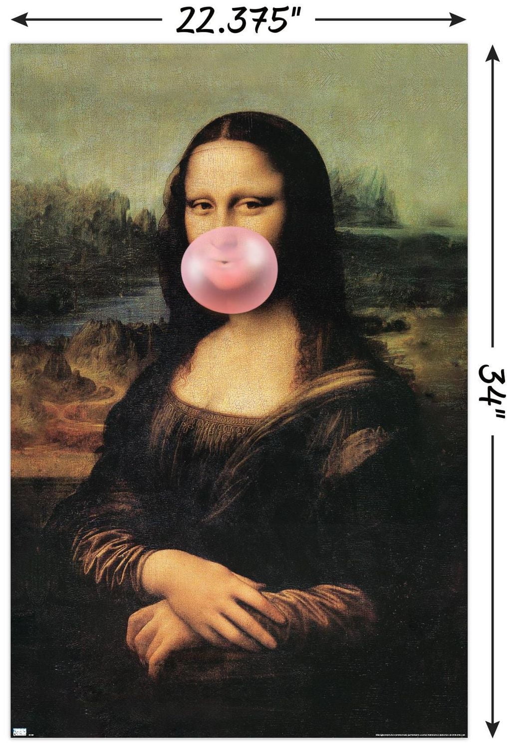 Reinders - Mona Lisa Bubble Gum Wall Poster, 22.375" x 34"