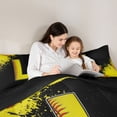 thumbnail image 5 of Manfei Female Men Initial Alphabet Baseball L Full Size Comforter Sets 3-Piece,Black Yellow Graffiti Splash Bedding Comforter Set,Sport Gamer Lightweight Bedding Sets,Microfiber Bedroom Decor, 5 of 8