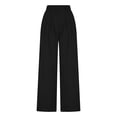 thumbnail image 4 of TEAJOPSUU Women Dress Pants Classic Office Trousers Solid Color High Waist Straight Leg Office Work Long Pants B-Black, 4 of 9