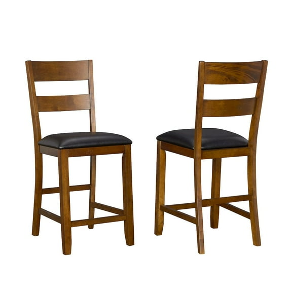 A-America Mariposa 24" Wood Ladderback Counter Stool in Whiskey (Set of 2)