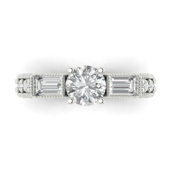 Three-Stone Engagement Ring for Women - 2.33ct Simulated Diamond in 18K White Gold Promise Ring
