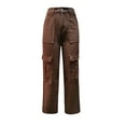 thumbnail image 5 of Women Casual High Waisted Cargo Pants Wide Leg Casual Denim Trousers Multi Pocket Cargo Jeans Coffee XL, 5 of 7