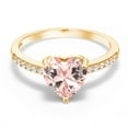 thumbnail image 2 of Gem Stone King 2.10 Ct Heart Shape Peach Nano Morganite 18K Yellow Gold Plated Silver Ring, 2 of 5