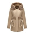 thumbnail image 2 of Women Long Quilted Coat Hooded Maxi Length Long Sleeve Puffer Jacket Women's Fashion Solid Color Casual Zipper Winter Hooded Stand Sports Long Sleeve Parkas Deal of The Week Khaki XXL, 2 of 7