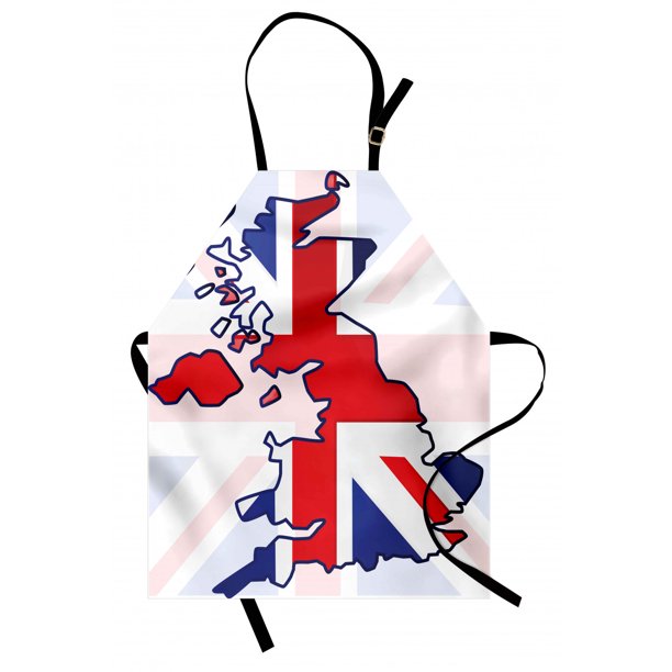 Union Jack Apron Faded United Kingdom Flag and Country Map Composition