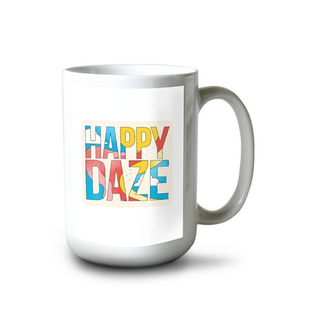 

Lantern Press 15 fl oz Ceramic Mug 70s Sunshine Collection Sunglasses Groovy Shades and Waves For Days Contour Dishwasher & Microwave Safe