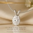 thumbnail image 4 of 14K Solid White Gold Lab Grown Moissanite Oval Cut Solitaire Pendant | Double Loop Bail | 9x7mm 2.0 CTW | 16-18" Adjustable Box Link Necklace | Luxury Gift, Birthday, Anniversary, Mothers Day, 4 of 7