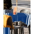 thumbnail image 5 of nqOlkjepod Blue Striped Outdoor Tablecloth with Umbrella Hole & Zipper, Farmhouse Blue White Stripes Square Table Cover 60x60 Inch, Dining Waterproof Table Cloth Protector for Patio/Party/Picnic, 5 of 7