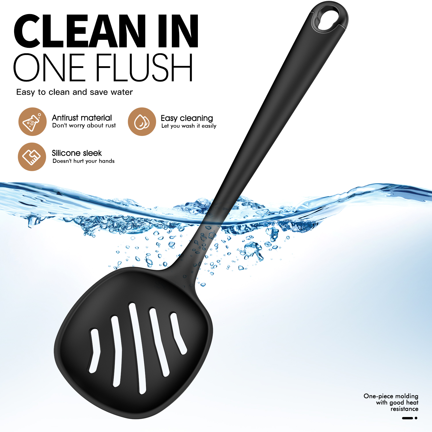 Oannao 10-Piece Silicone Kitchen Utensil Set, Black photo 2