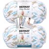 Bernat Baby Blanket Yarn - Big Ball 10.5 oz - 2 Pack with Pattern Cards in Color Little Teal Dove