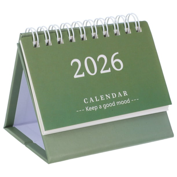 Mini calendario de escritorio 2026, calendario de escritorio pequeño con tapa abatible, planificador mensual para oficinas en casa.