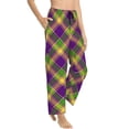 thumbnail image 2 of Daiia Mardi Gras Plaid Women's Sleep Pant with Pockets and Drawstring,Pajama Pants-Small, 2 of 9
