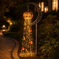 thumbnail image 3 of Landscape & Walkway Lights, Pumpkin Moon Blessing Garden Stake Light | Solar Halloween Maple Leaf Garden Stake Light, Hanging Jack-o'-Lantern Lantern for Garden, Patio, Walkway, Porch, 3 of 7