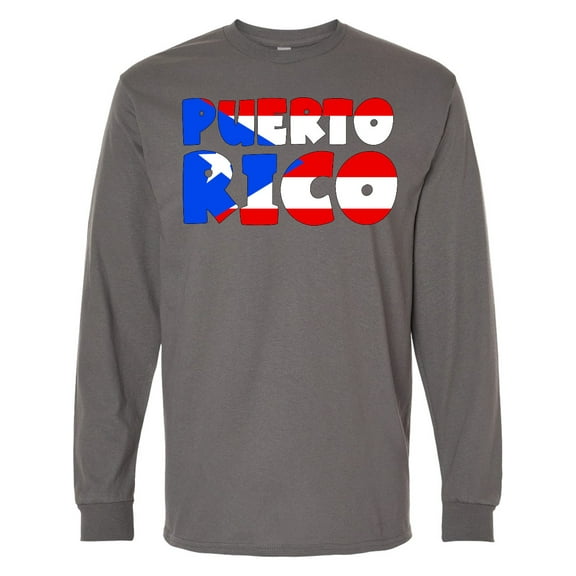 Inktastic Puerto Rico Flag in Text Long Sleeve T-Shirt