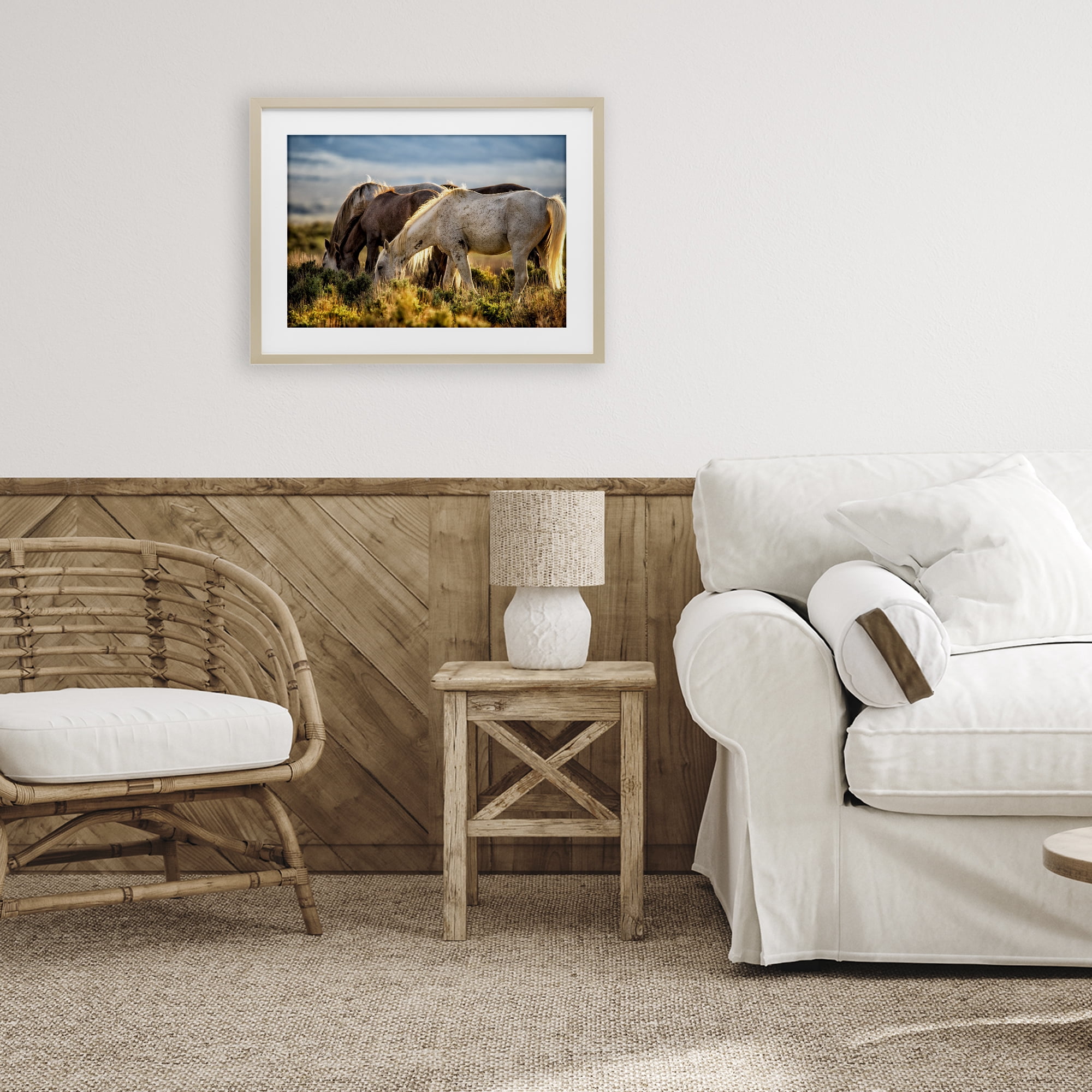 Stupell Industries Equine Evening Graze Birch Framed Print Under Glass, design by Tim West