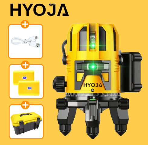 HYOJA Mini 5-Line Green Laser Level with Auto Alignment