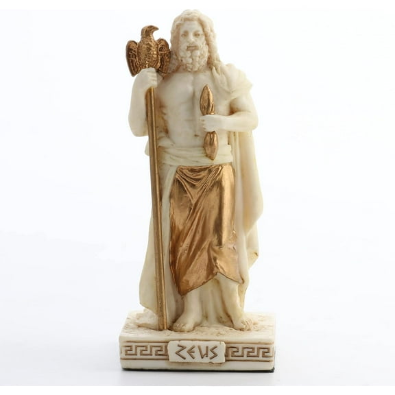 Veronese Design Zeus The God of The Sky Miniature Figurine, 3.36 inches, White and Gold