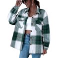 thumbnail image 2 of Women Oversized Plaid Button Down Shirt Shacket Jacket Long Sleeve Casual Fall Outwear with Pockets, 2 of 7