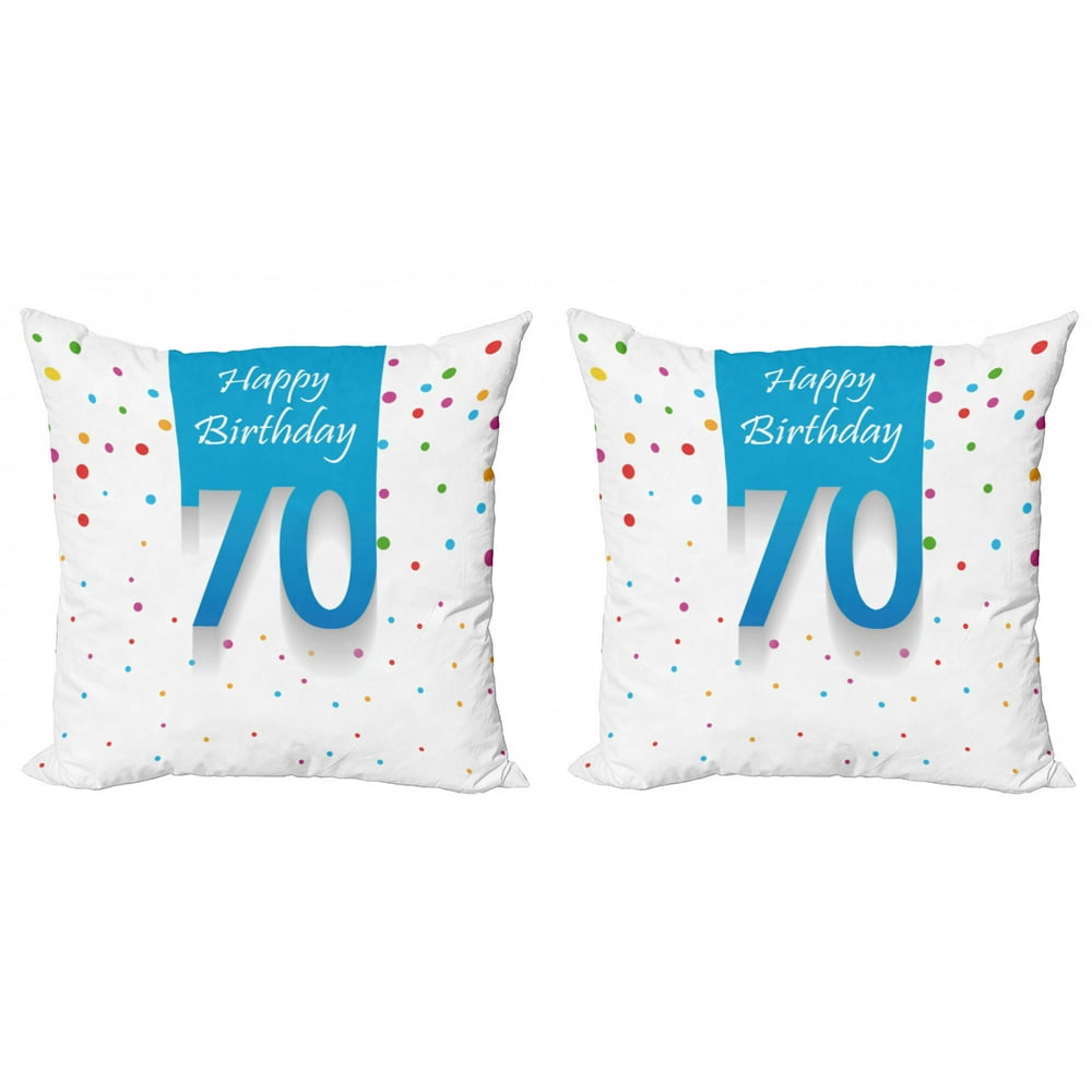 70th Birthday Throw Pillow Cushion Cover Pack Of 2 Colorful Polka Dots
