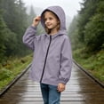 thumbnail image 5 of Lastesso Girls Rain Jacket Zipper Hooded Lightweight Jacket Windbreaker Water-Resistant Fall Outerwear with Pockets Purple Size 11, 5 of 8