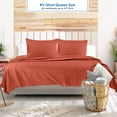 thumbnail image 2 of Clara Clark, RV/Short Size, Bed Sheets Set, Luxury Bedding Sheets Set, 4-Piece Bed Set, Deep Pockets Fitted Sheet 100% Soft Microfiber, Hypoallergenic Cool & Breathable, Orange, 2 of 6