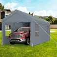 thumbnail image 2 of Carport 12x 20 ft Portable Garage,Heavy Duty Car Port Canopy with 4 Roll-Up Windows & 2 Doors, Waterproof Canopy All-Season Tarp for Car, Truck, Boat, Garden Tools, Grey, 2 of 9