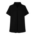 thumbnail image 6 of Tittly Womens Shirts Short Sleeve Shirts Womens Summer Daily Casual V Neck Shirts Short Sleeve Tops Collared Blouses Loose Fit Shirt Tshirts Shirts Spring Tops for Women Black L, 6 of 8