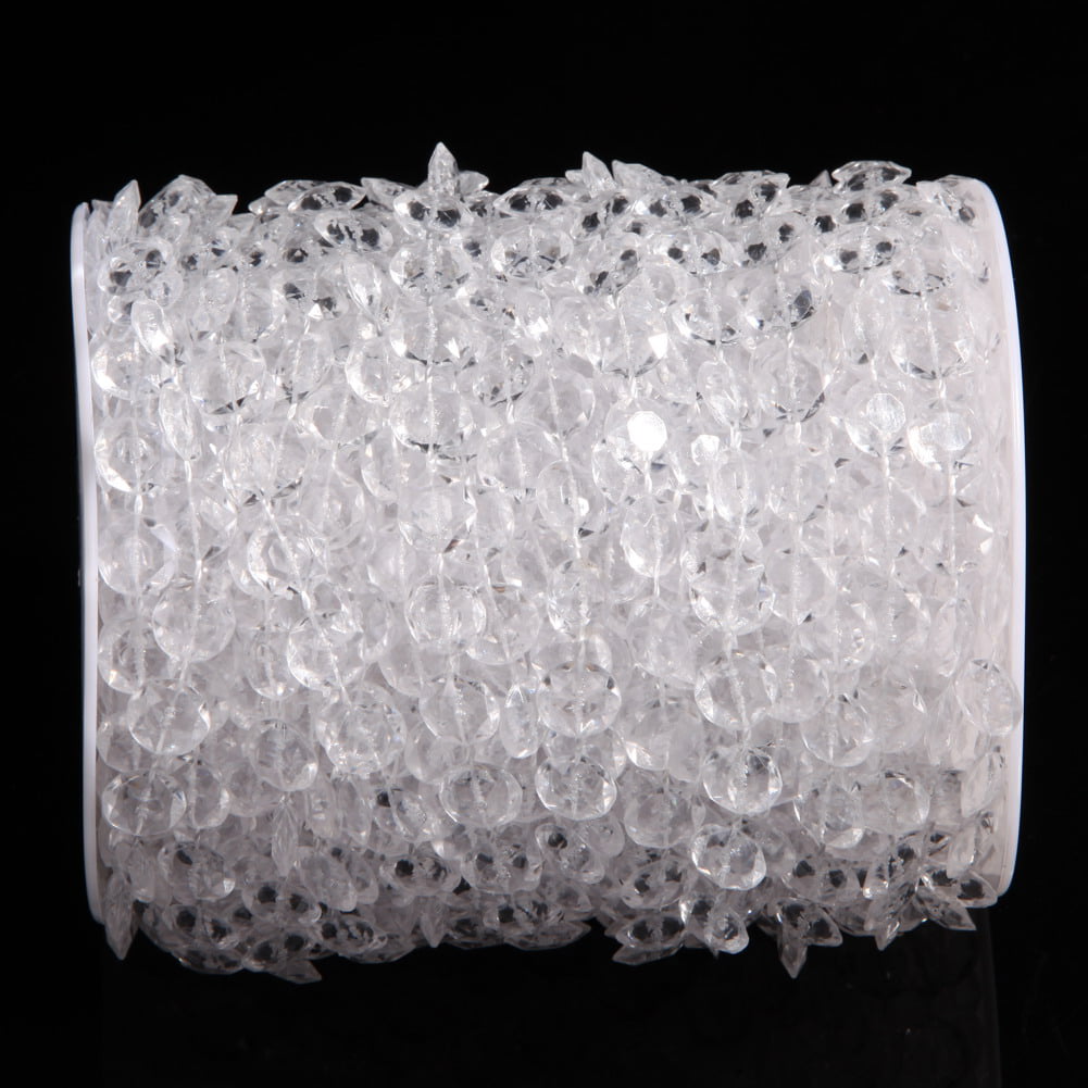 33FT Clear Transparent Home Decor Garland Diamond Acrylic Crystal Bead Curtains 