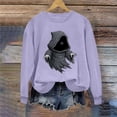 thumbnail image 3 of Halloween Fleece Lined Sweatshirts For Women Fall Crewneck Long Sleeve Ghost Printed Casual Pullover Tops S-XXL, 3 of 6