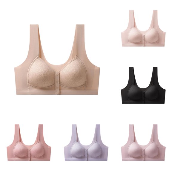 uvwlwu Women Front Closure Wireless Lace Bra Wide Tank Straps Full Coverage Soft Padded Seamless Lift Support Everyday T Shirt Underwear,L