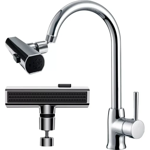 Waterfall Kitchen Faucet 3 In 1 Modern Kitchen Sink Rotating Faucet Extender