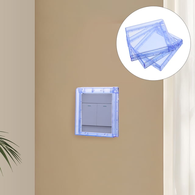 OULII 3pcs Light Switch Plate Waterproof Socket Cover Sky-blue Durable Plastic Homeowners Bathroom Use