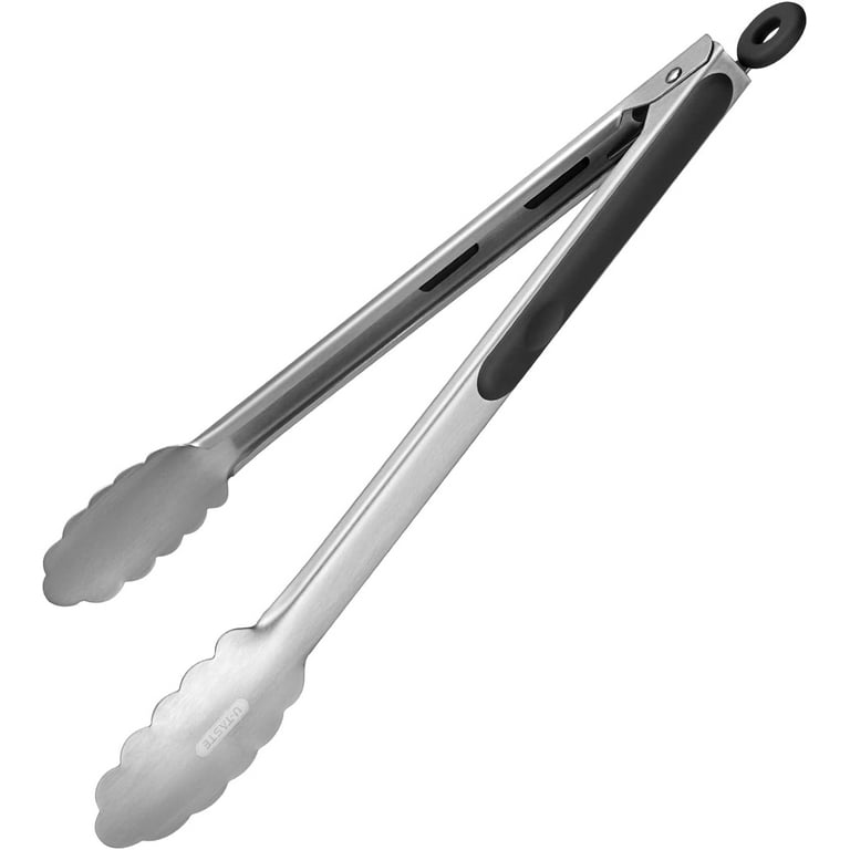 U-Taste 18/8 Stainless Steel Kitchen Tongs, 12 in, Black photo 1