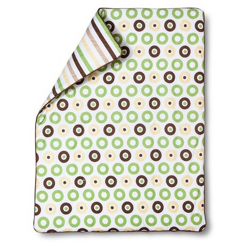 Bacati - Mod Dots Stripes 10-Piece Crib Bedding Set with Two Crib Sheets - Green/Yellow/Chocolate Unisex