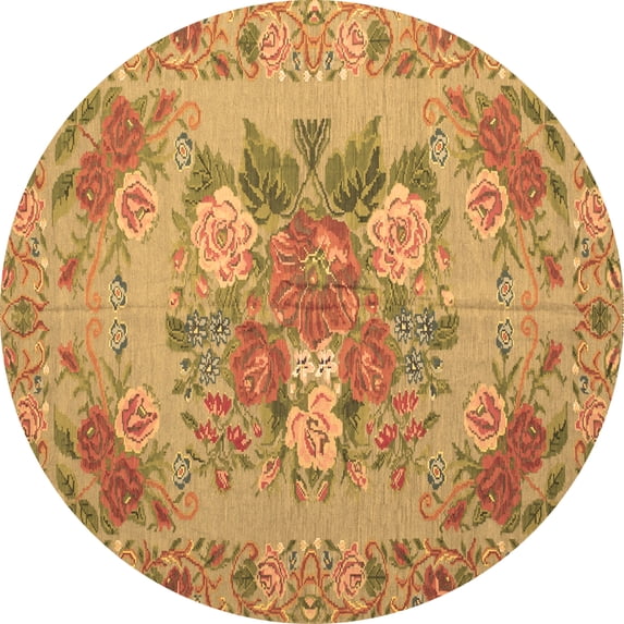 Ahgly Company Indoor Round Medallion Brown French Area Rugs, 4' Round