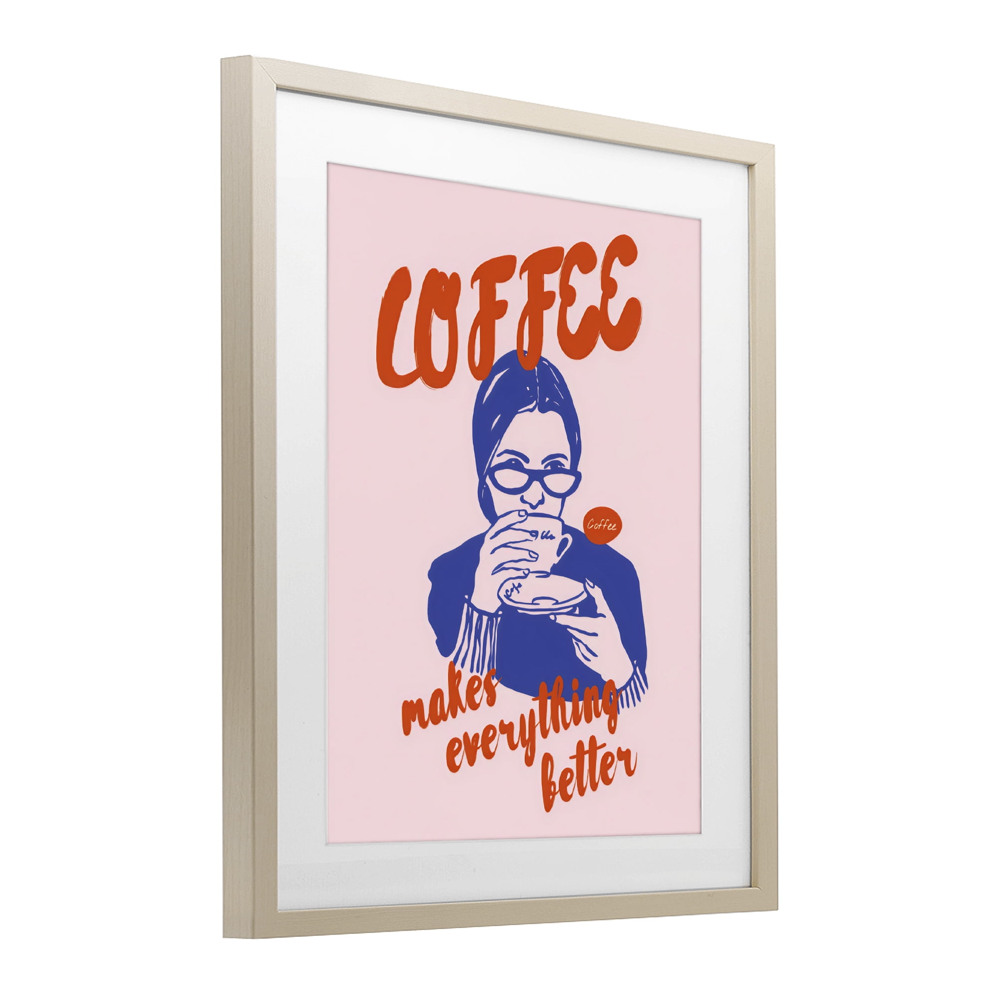 Stupell Industries Coffee Makes Everything Better Birch Framed Print Under Glass, design by The Prints Vibe