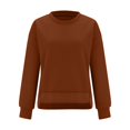 thumbnail image 4 of WEAIXIMIUNG T-Shirts Personnalisés pour Femmes Chandail en Molleton Court Col Rond Manches Longues Hauts d'Automne Tendance Décontracté Ourlet Irrégulier, 4 of 5