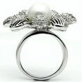 thumbnail image 3 of Rhodium Brass Ring with Synthetic Pearl in White for Women White Stone Color Style 3W294 Size 6, 3 of 4