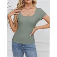 thumbnail image 3 of Women Short Sleeve Scoop Neck Tops Shirts Fitted Summer Tshirt Tee, 3 of 7